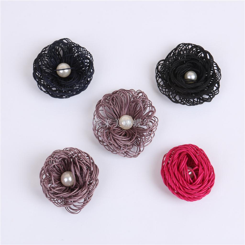 Cloth Handmade Flowers Bow Headdress Flower Shoe Ornament Hat Flower Clothing Accessories Pearl Hat Flower