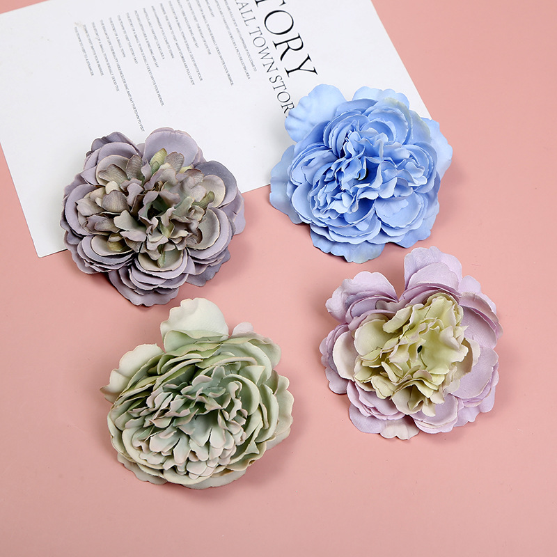 Valentine's Day DIY Artificial Flower Wedding Silk Flower Flower Wall DIY Headdress Cloth Flowers Material Accessories Decorative Fake Flower Head Wholesale