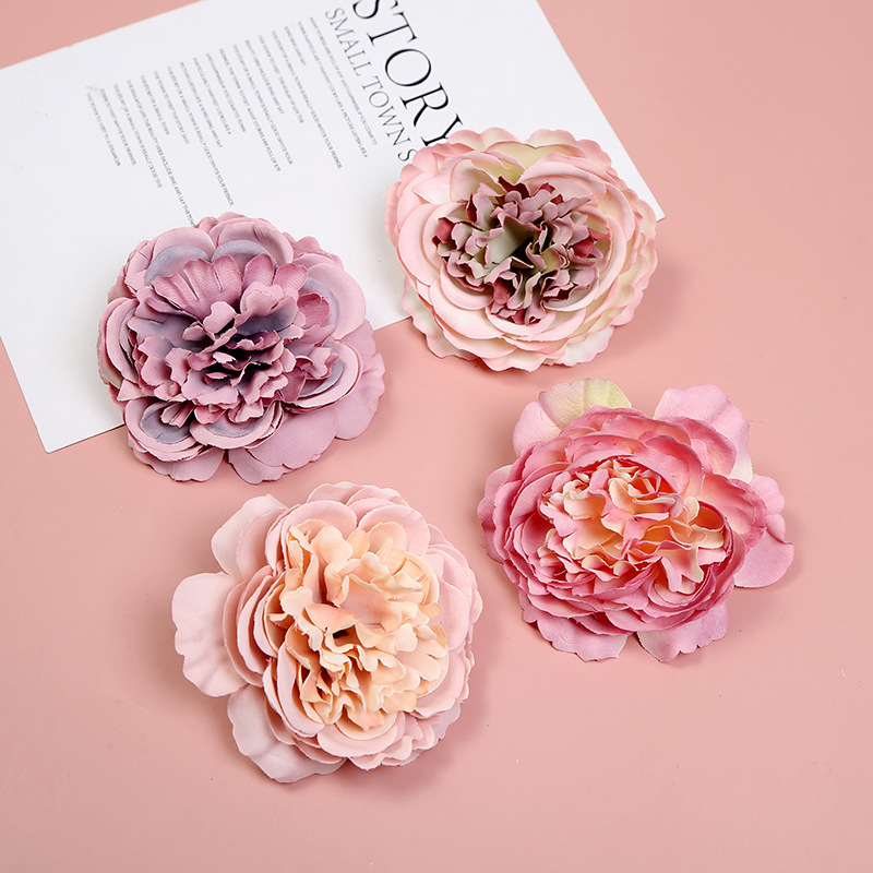 Valentine's Day DIY Artificial Flower Wedding Silk Flower Flower Wall DIY Headdress Cloth Flowers Material Accessories Decorative Fake Flower Head Wholesale
