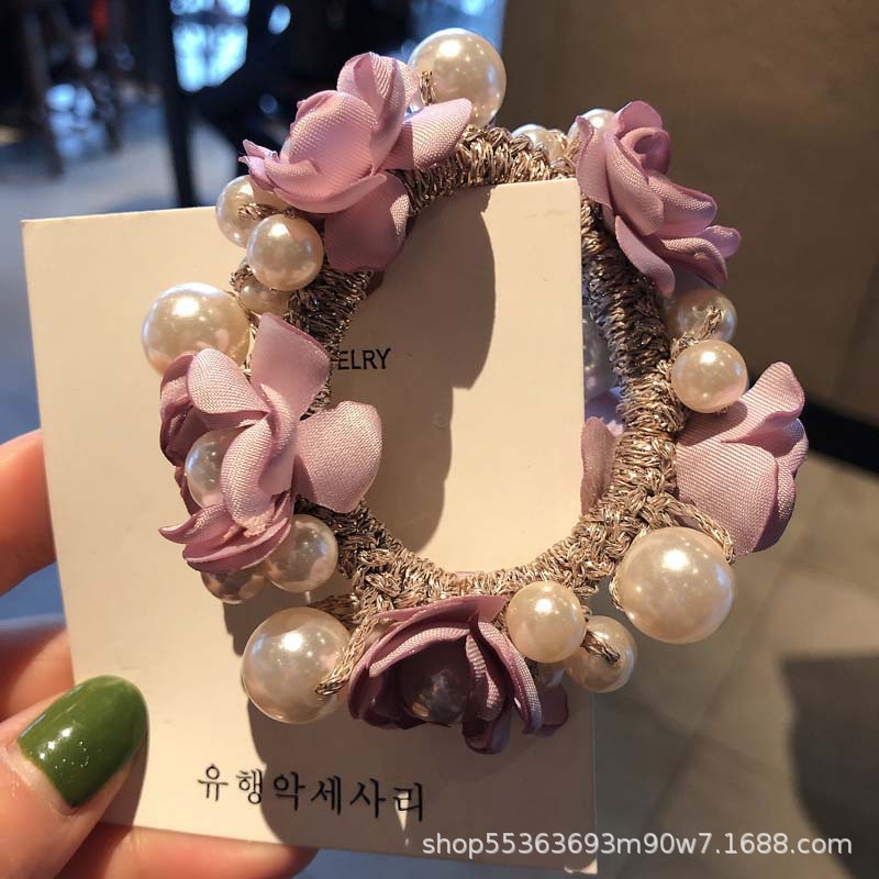 Super Fairy Flowers Hair Band Korean Style Internet Celebrity Ins Elegant Headdress Hair Rope Korean Hand-Woven Pearl Hair Elastic Hair Accessories Super Fairy Flowers Hair Band Korean Style Internet Celebrity Ins Elegant Headdress Hair Rope Korean Hand-Woven Pearl Hair Elastic Hair Accessories