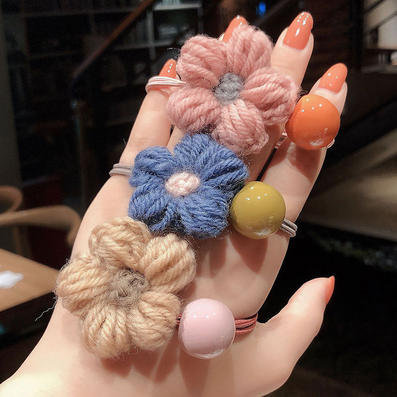 New Autumn and Winter Hair Band Korean Hair Accessories Wool Flowers Rubber Band Set Simple Hair Ring Head Rope Korean Style Headdress Flower New Autumn and Winter Hair Band Korean Hair Accessories Wool Flowers Rubber Band Set Simple Hair Ring Head Rope Korean Style Headdress Flower