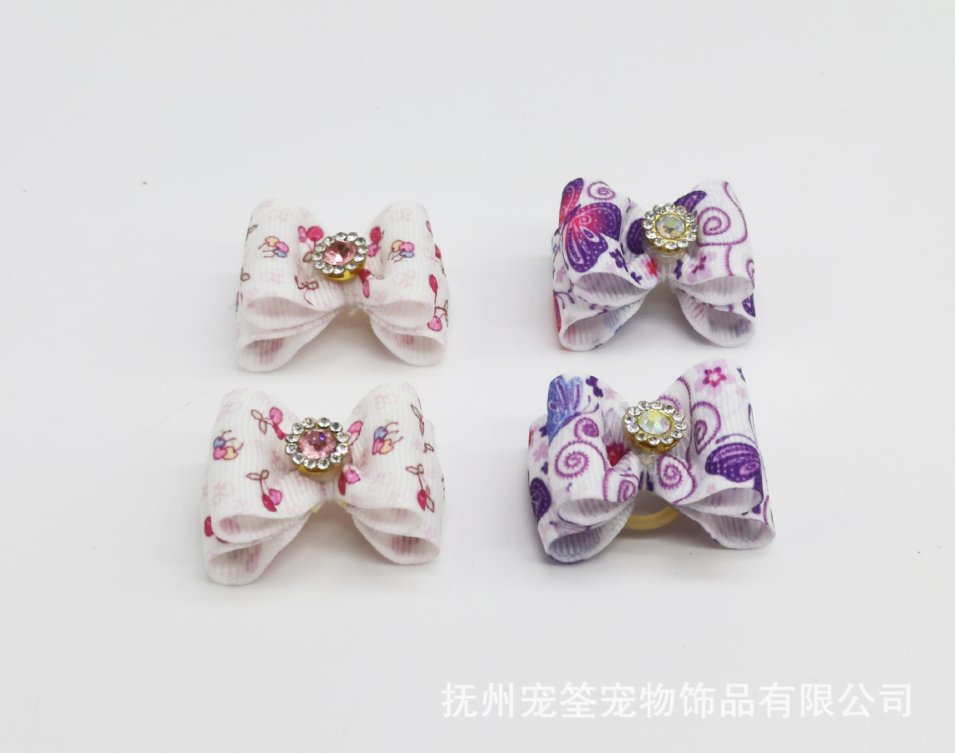 Headdress Pet Supplies Dog Printing Flowers Print Bow Rubber Hand with Flower Style Maltese Yorkshire Teddy