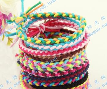The Korean version of the manual preparation of super elastic rubber ring Hemp flowers color hair rope headdress