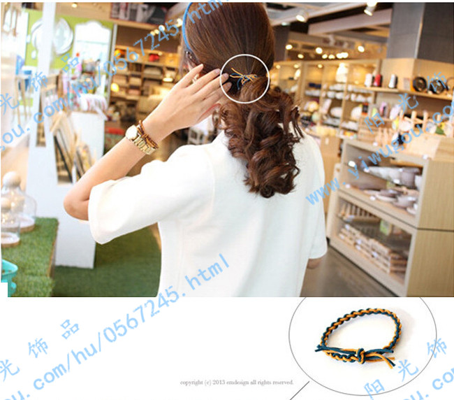 The Korean version of the manual preparation of super elastic rubber ring Hemp flowers color hair rope headdress