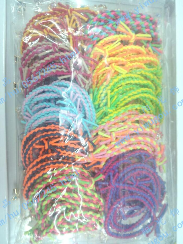 The Korean version of the manual preparation of super elastic rubber ring Hemp flowers color hair rope headdress