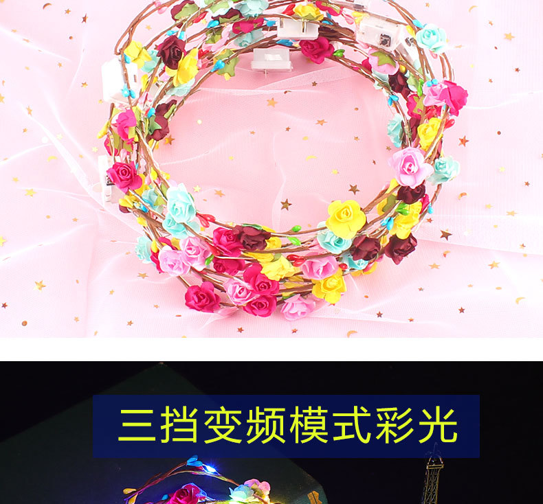 Luminous Garland Ten Lights Ten Flowers Luminous Garland Headdress Female Korean Rattan Headdress Flower Tourist Attractions Hot Sale