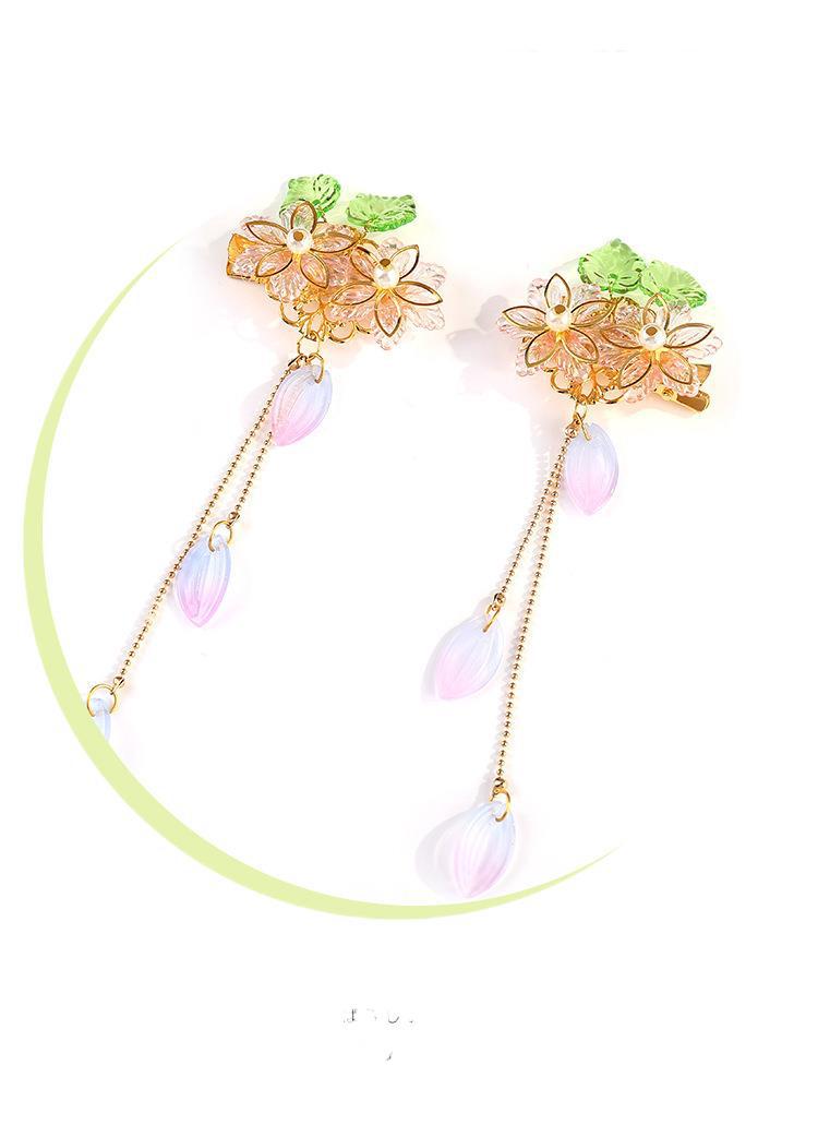 Princess Costume Barrettes Vintage Accessories Hair Accessories Ancient Style Han Chinese Clothing Headdress Flowers Girl Heart a Pair of Hairclips Hair Accessories