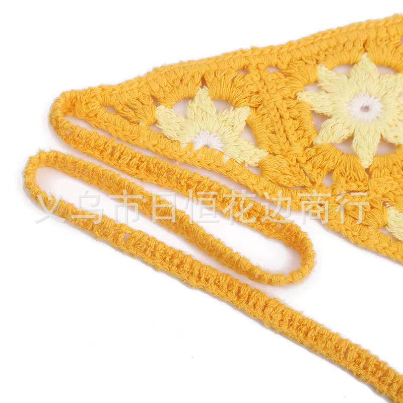Tether Triangular Binder Headband Flowers Daisies Handmade Triangular Binder Cotton Shawl Clothing Decorative Headdress