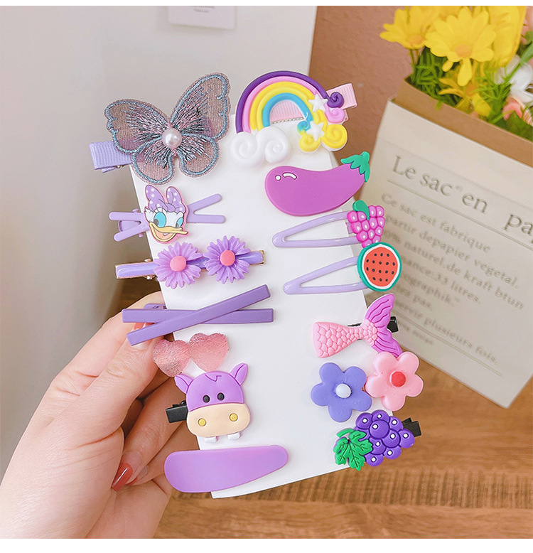 14-Piece Barrettes Baby Shredded Hair Side Clip Hair Accessories Girl's Hairpin Korean Flowers Cute Little Girl Headdress