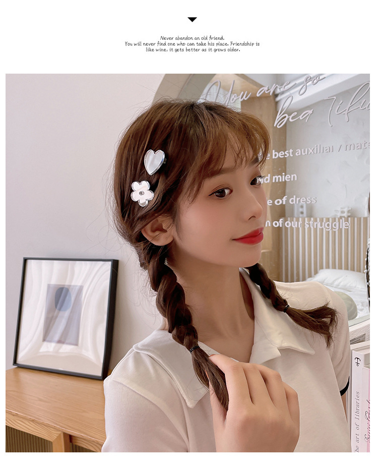 Summer Love Heart Flowers Mirror Barrettes Side Clip Side Little Clip Headdress Girl's Hair Hoop 2021new