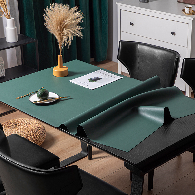 Bouncy Silicone Solid Color Table Mat Leather Tablecloth Waterproof Oil-Proof Disposable Dining Table Cushion Anti-Scald Light Luxury Advanced Tea Table Cloth