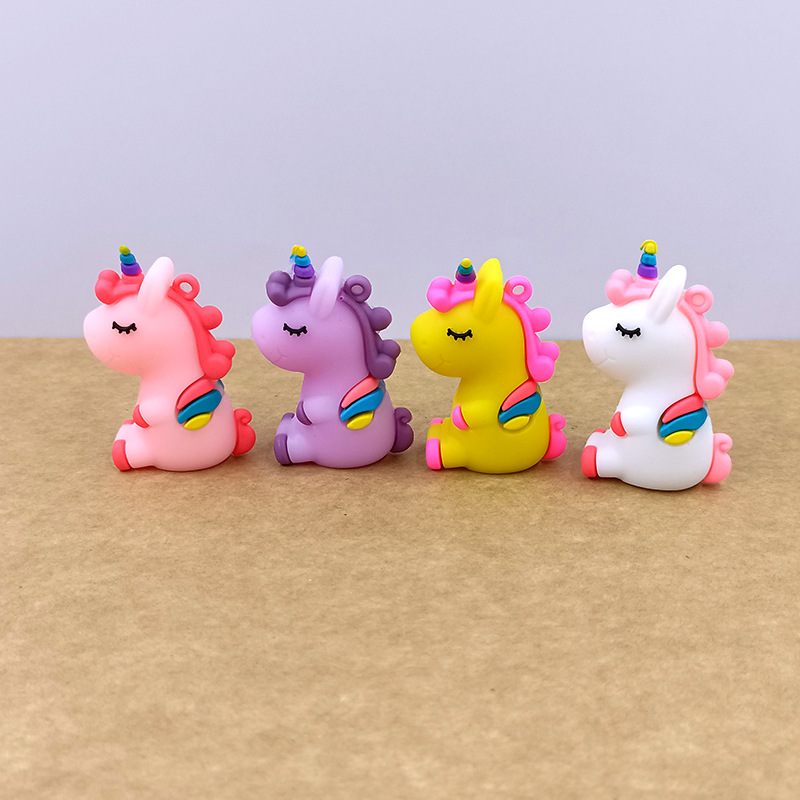 DIY Cute Bouncy Colorful Unicorn Pony Resin Jewelry Accessories Keychain Hanging Price Stall Wholesale