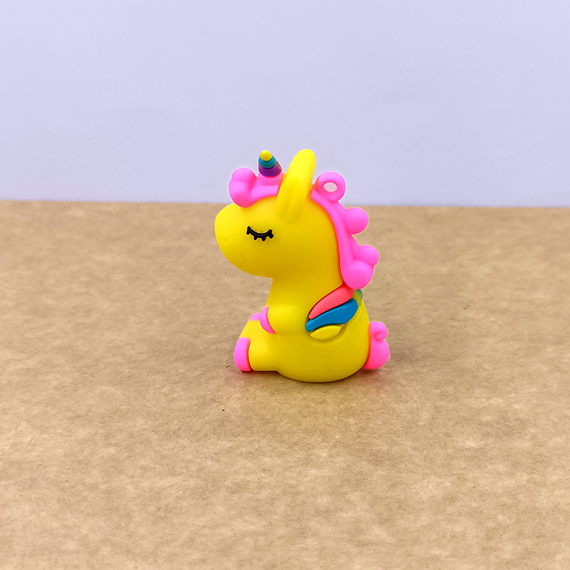 DIY Cute Bouncy Colorful Unicorn Pony Resin Jewelry Accessories Keychain Hanging Price Stall Wholesale