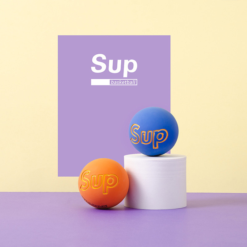 Cartoon Elastic Ball Sup Non-Slip Crack High Elasticity Children Student Fun Play Bouncy Ball Color Box Fun Small Basketball