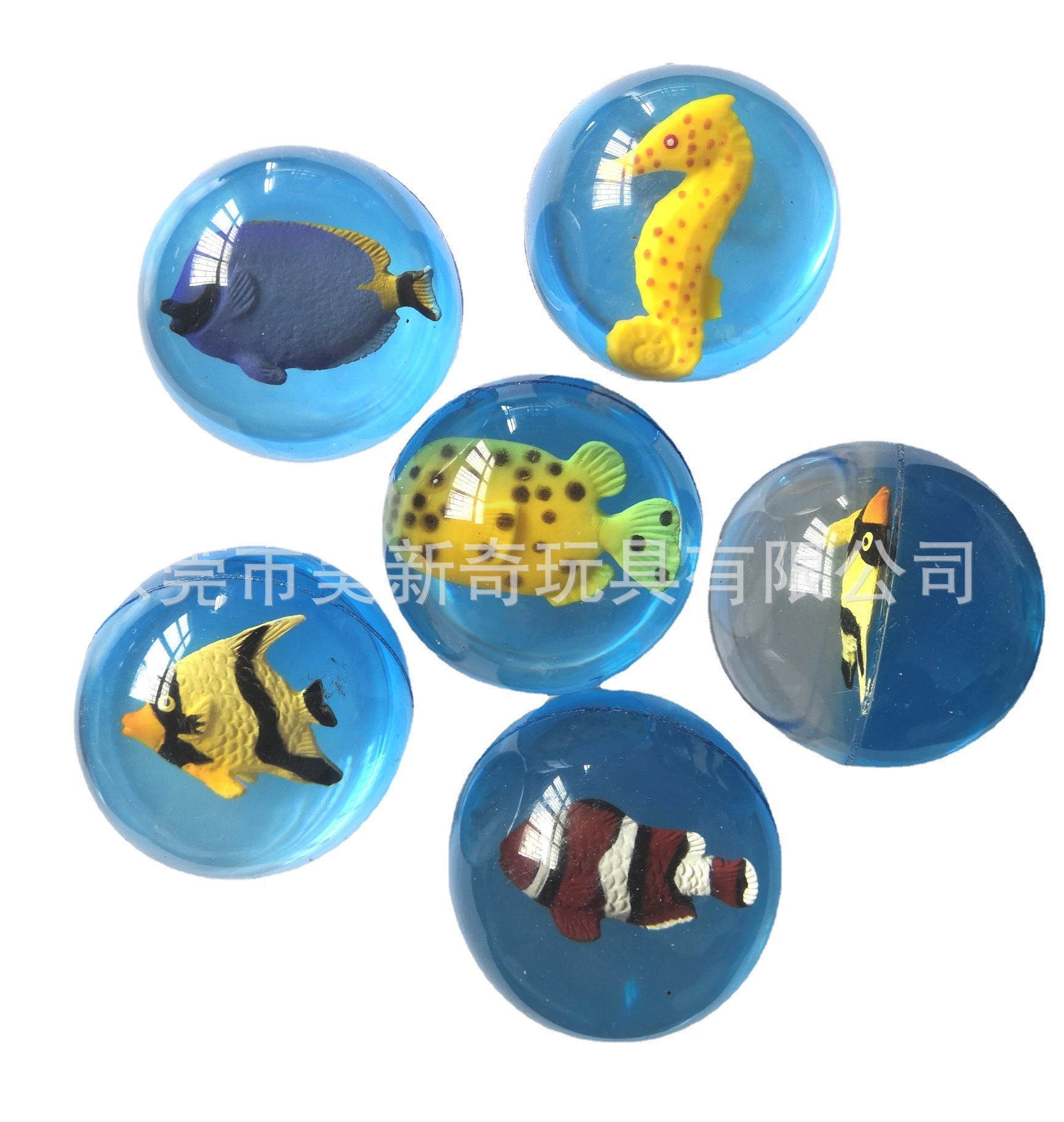 Manufacturer 45 Ocean Fish Doll Ball Environmental Protection Elastic Ball Bouncy Ball Jumping Ball Bouncing Ball Supply