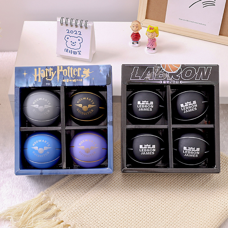 Cartoon Rubber Bouncy Ball Four-Piece Hidden Bottom Map High Elastic Children Student Non-Slip Crack Small Basketball
