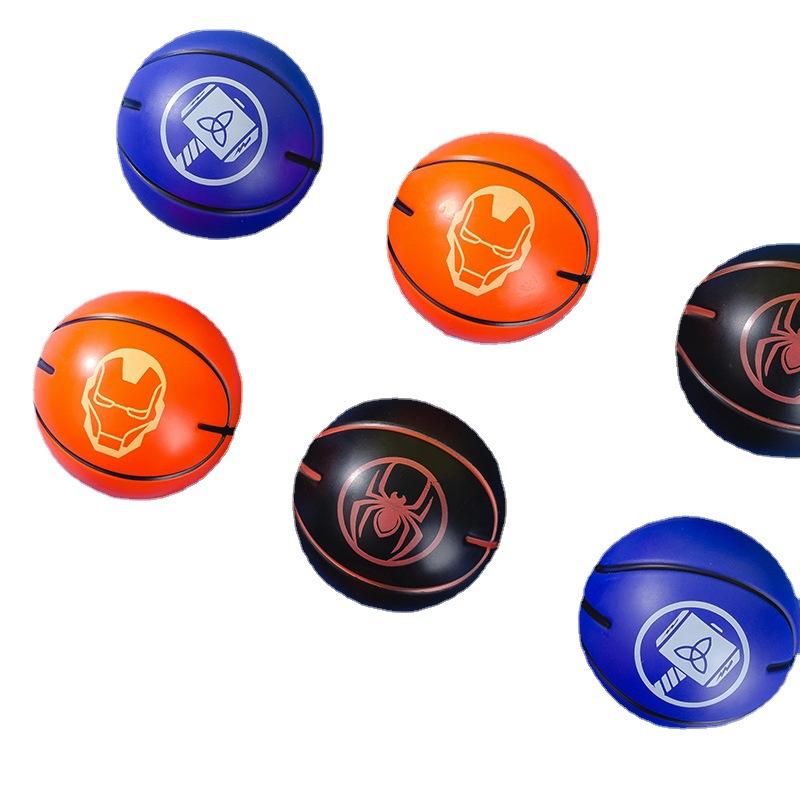 Cartoon Solid Elastic Ball 7.5cm High Elastic Rubber Small Basketball Toy Student Children Playable Bouncy Ball