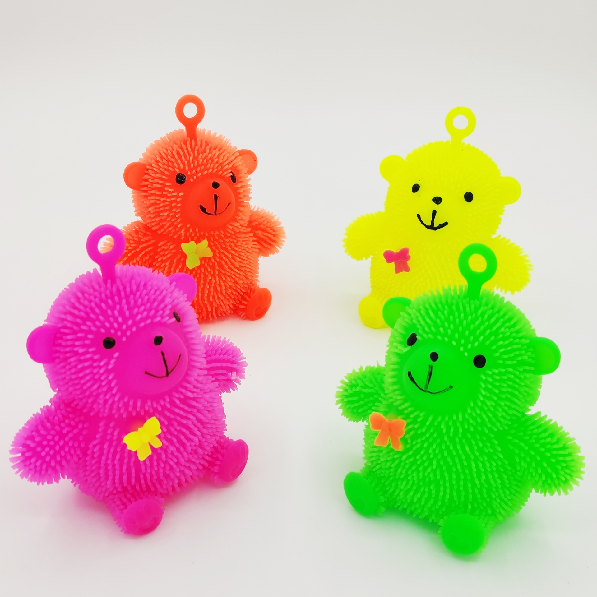 Bear Bear flash fur ball sit Bear bow tie Bear fur ball shine fur ball soft glue release bouncy ball