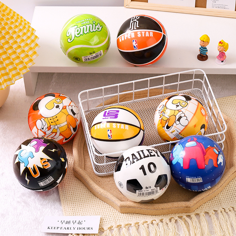 Large Size 10cm Elastic Ball Children Student Slap Small Basketball Cartoon Print Bouncing Ball Children Pu Bouncy Ball