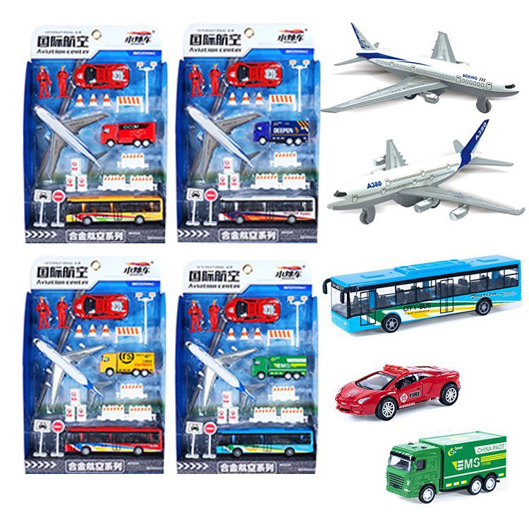 Wholesale Children's Toy Warrior Passenger Plane Set Boy Toy Car Alloy Car Model Bus Set