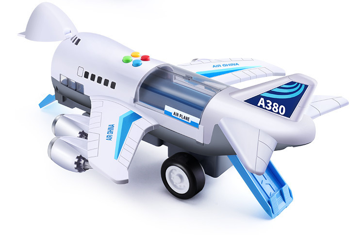 Children's Toy Model Simulation Inertial Story Aircraft Toy Early Education Sound and Light Track Toy Passenger Plane Storage Car