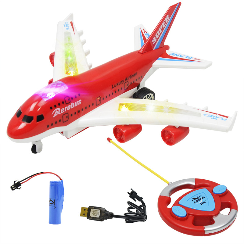 Four-Way Electric Remote Control Aircraft Simulation Air Passenger Plane Sound 747 Air Bus Civil Aviation Toy Model