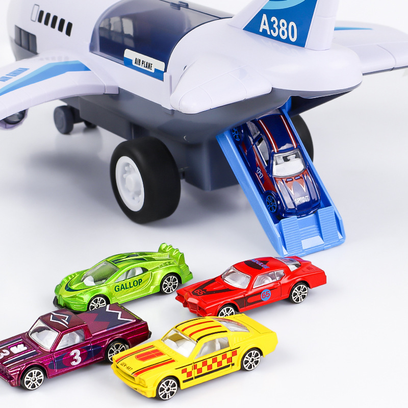 Children&#039;s Toy Early Education Story Sample Set Storage Sliding Passenger Plane Fire Police Car Engineering Car Scene Game