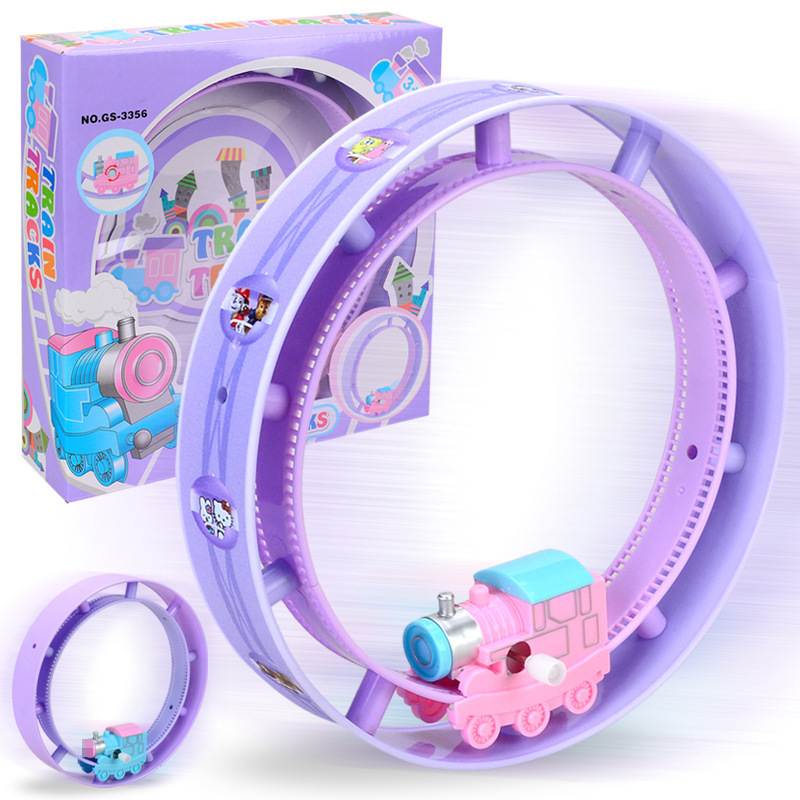 Douyin Online Influencer Winding Small Train Track Clockwork Lollipop Children&#039;s Toy Stall Night Market Stall Supply Hot Sale