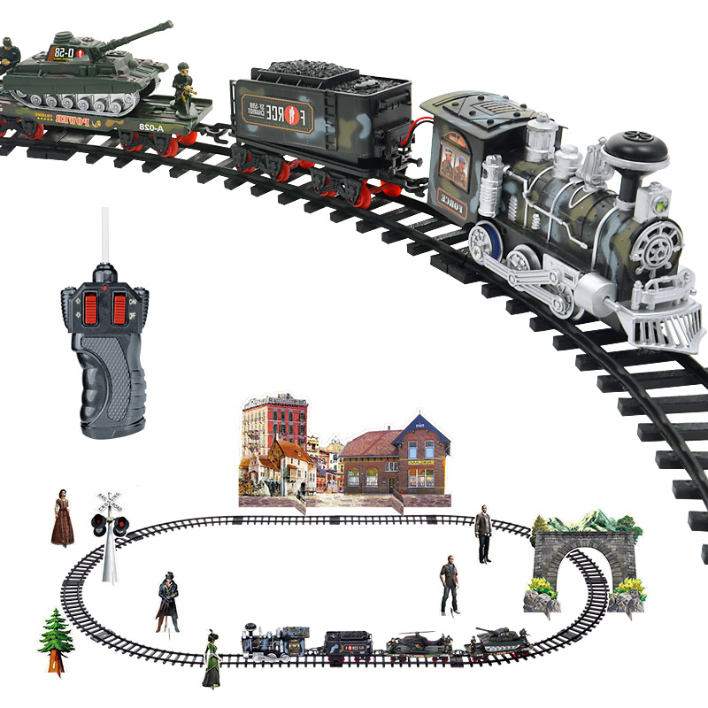 Electric Smoke Remote Control Track Train Simulation Model Rechargeable Steam Train Children&#039;s Toy Set