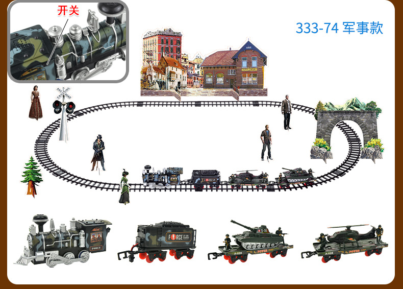 Electric Smoke Remote Control Track Train Simulation Model Rechargeable Steam Train Children's Toy Set