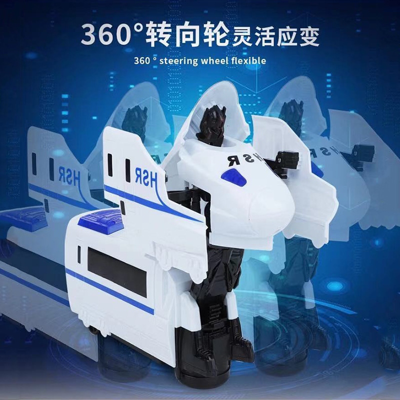 Net Red Fire Best-Selling New Type Music Light Rotating Deformation Train High-Speed Rail Toy Stall Hot Sale Children &#039;S Toy