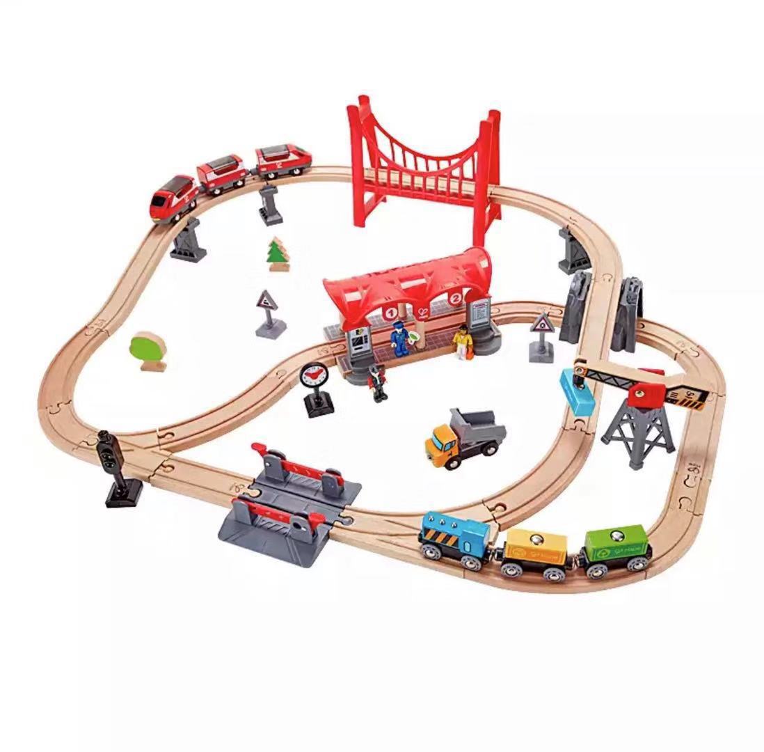 [Officially Authorized] German Hape Train Track Multifunctional Wrap Children&#039;s Wooden Toy