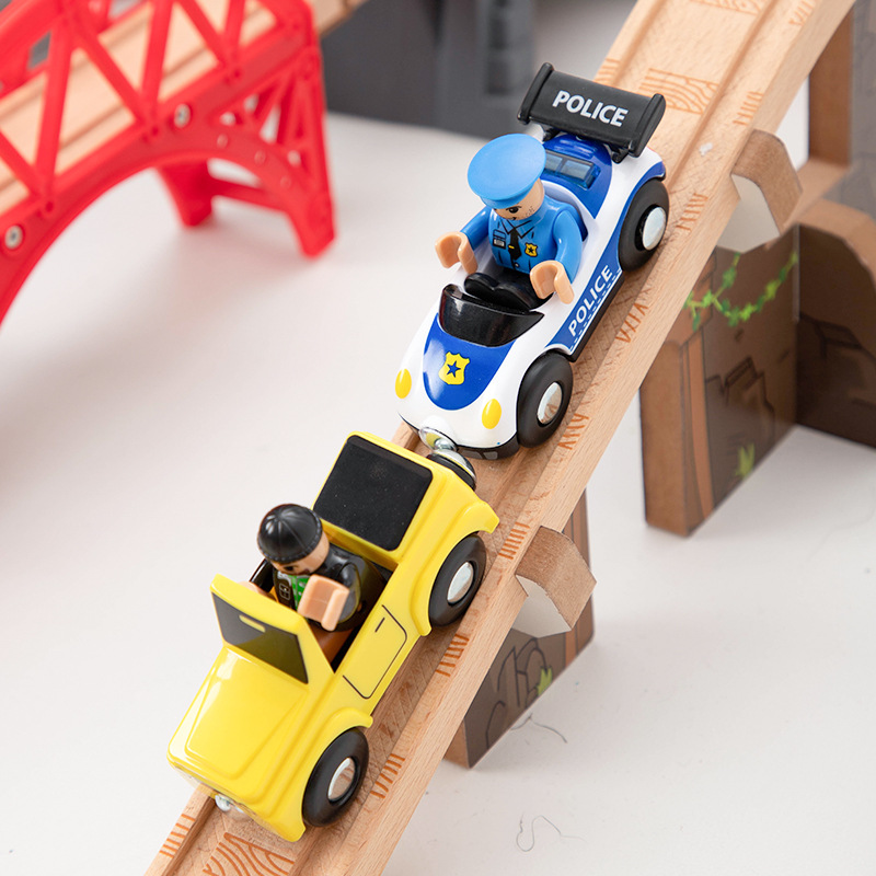 Wooden Train Track Apron Police Station Train Toy