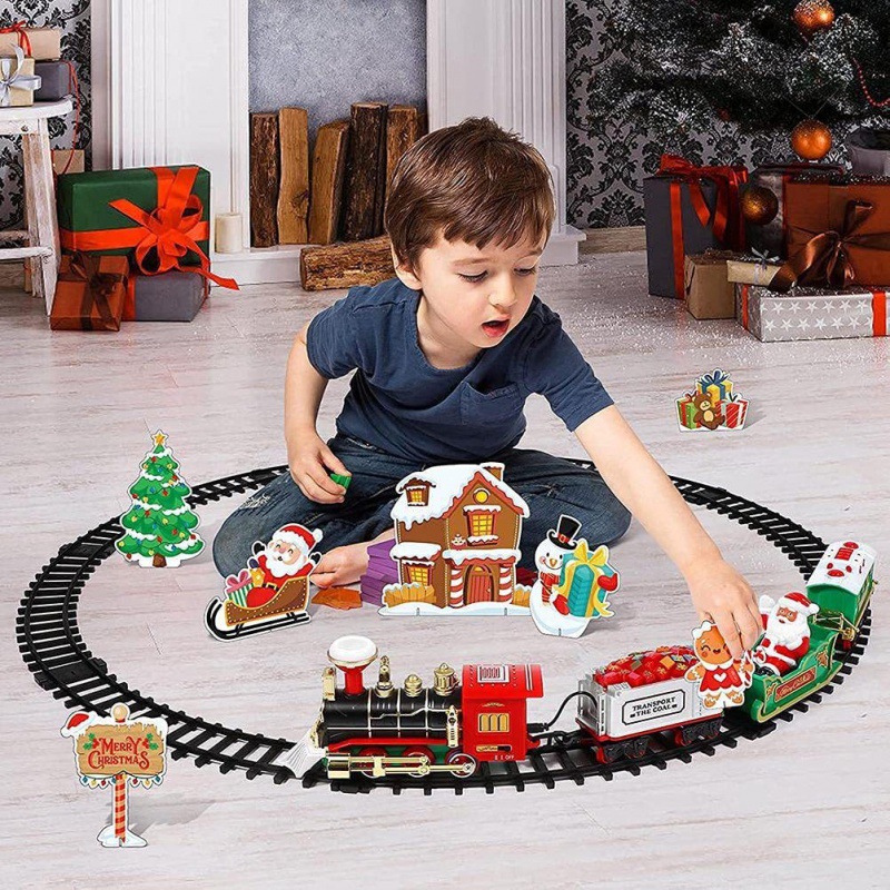 Foreign Trade Electric Christmas Train Electric Sound and Light Hanging Christmas Tree Christmas Rail Car Christmas Gift Toy