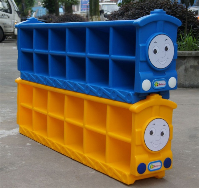 Early Education Center Children&#039;s Cartoon Train Plastic Shoe Rack Thomas Shoe Cabinet Simple Multi-Layer Storage Rack Toy Cabinet