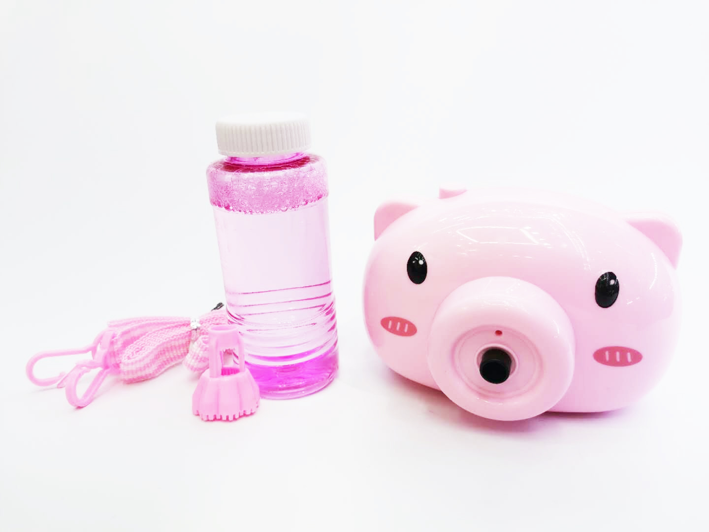 Web Celebrity Hot Style Piggy Camera Bubble Electric Light Music Bubble Gun Two Color Mix