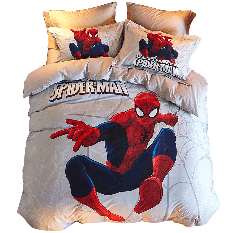 Cartoon Children&#039;s Bedding Pure Cotton Spider-Man Student Dormitory Four-Piece Quilt Cover 1.5
