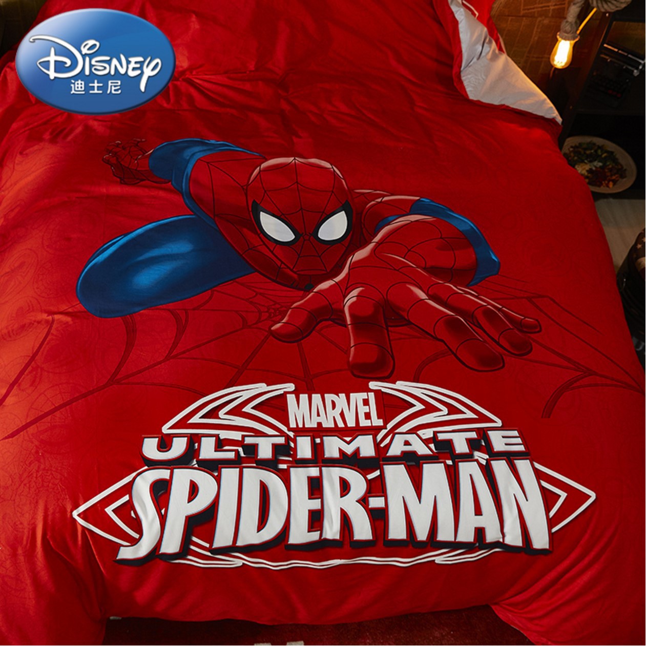 Cartoon Children's Bedding Pure Cotton Spider-Man Student Dormitory Four-Piece Quilt Cover 1.5 Cartoon Children's Bedding Pure Cotton Spider-Man Student Dormitory Four-Piece Quilt Cover 1.5