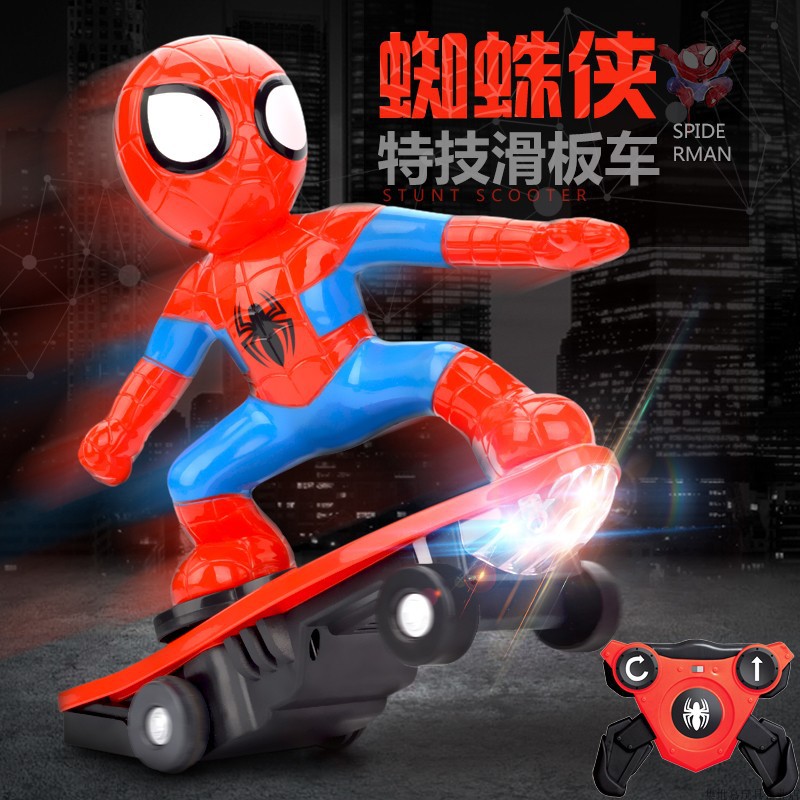 Internet Celebrity Same Spider-Man Scooter Electric Remote Control Stunt Car Tumbling Children&#039;s Toy Gift Boy TikTok