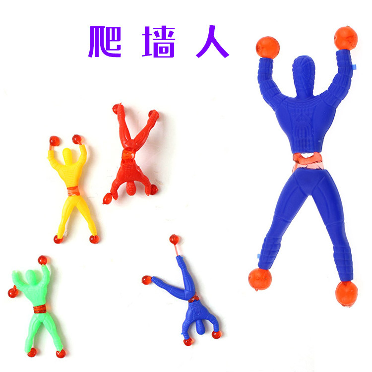Small Wall Climbing Spider Hero Sticky Spider-Man Wall Climbing Superman Rubber Wall Climbing Man Toy Stall Supply Hot Sale