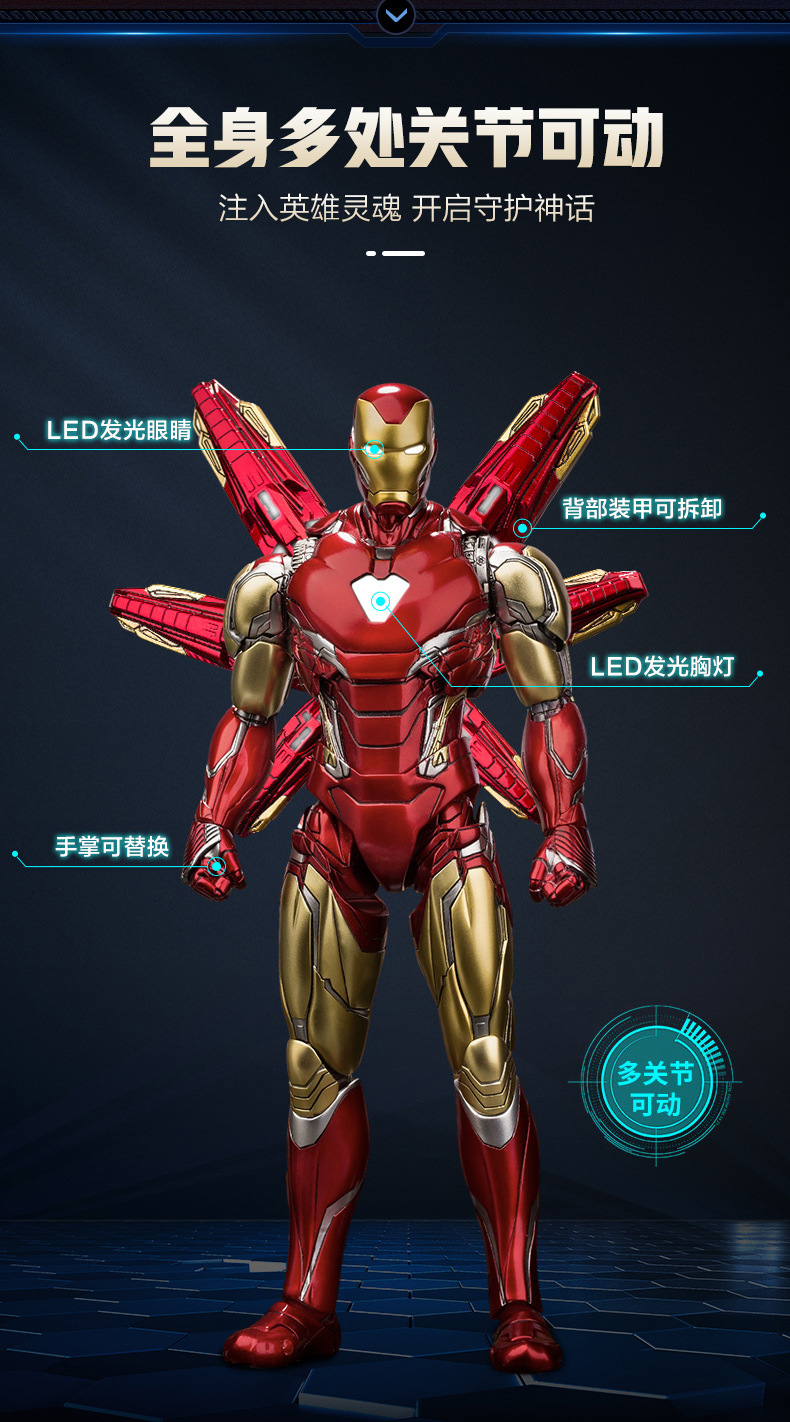 Migu Marvel Genuine Avengers 4 Iron Man Garage Kits Ornaments Mk85 Peripheral Spider-Man Toy Model Migu Marvel Genuine Avengers 4 Iron Man Garage Kits Ornaments Mk85 Peripheral Spider-Man Toy Model
