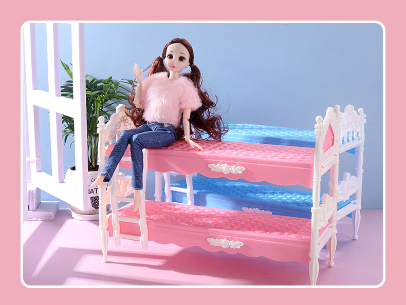 30cm Yati Barbie Doll Bunk Bed Model Accessories Building Blocks Assembled Girl Play House Toy Gift 30cm Yati Barbie Doll Bunk Bed Model Accessories Building Blocks Assembled Girl Play House Toy Gift