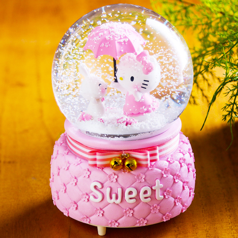 Grocery Creative Home Cat Crystal Ball Music Box Luminous Girl Heart Present to Girl for Birthdays and Valentine's Days Gift Decoration