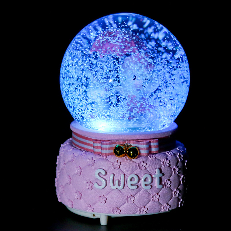 Grocery Creative Home Cat Crystal Ball Music Box Luminous Girl Heart Present to Girl for Birthdays and Valentine's Days Gift Decoration