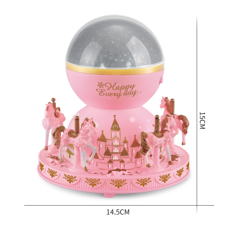 Light Projection Carousel Music Box Music Box Cake Decorative Ornaments Children's Birthday Gifts Holiday Decoration