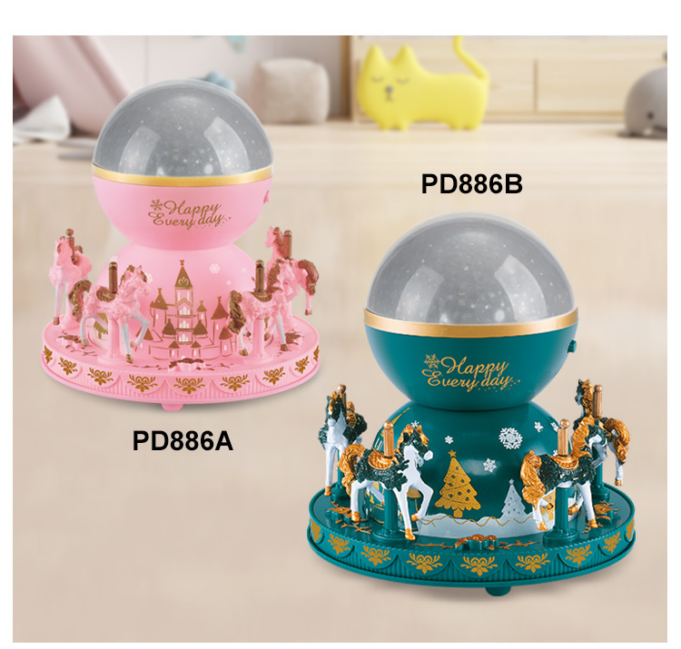 Light Projection Carousel Music Box Music Box Cake Decorative Ornaments Children's Birthday Gifts Holiday Decoration
