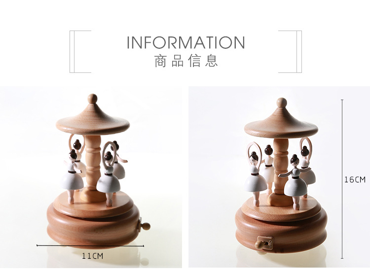 Cross-Border Amazon Spot Dancing Angel Wooden Craftwork Decoration Sky City Solid Wood Music Box Music Box