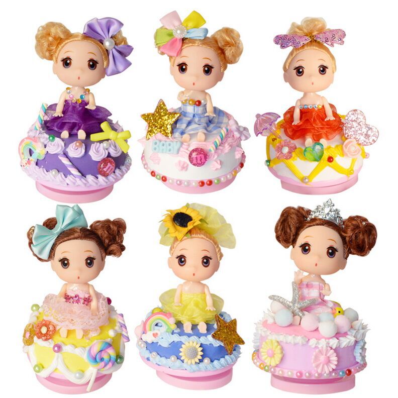 Children&#039;s Handmade Creative Sweetheart Music Box Toy Light Clay Simulation Cream Sweet Heart Princess DIY Suit