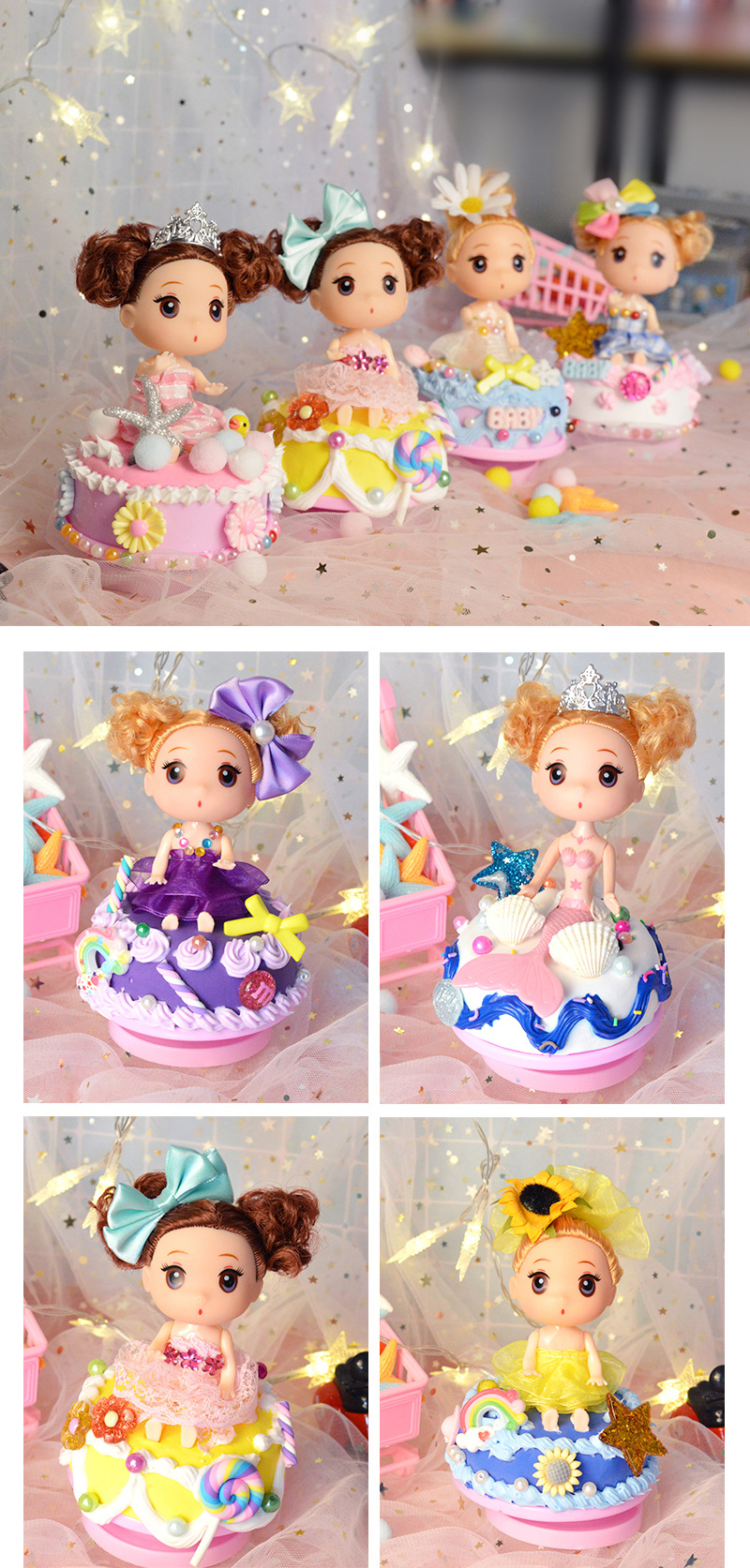 Children's Handmade Creative Sweetheart Music Box Toy Light Clay Simulation Cream Sweet Heart Princess DIY Suit Children's Handmade Creative Sweetheart Music Box Toy Light Clay Simulation Cream Sweet Heart Princess DIY Suit