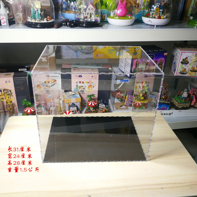 Robotime Pinkuyi Model Loz Toy Box DIY Cottage Music Box Art House Dust Cover Customized Acrylic Cutting
